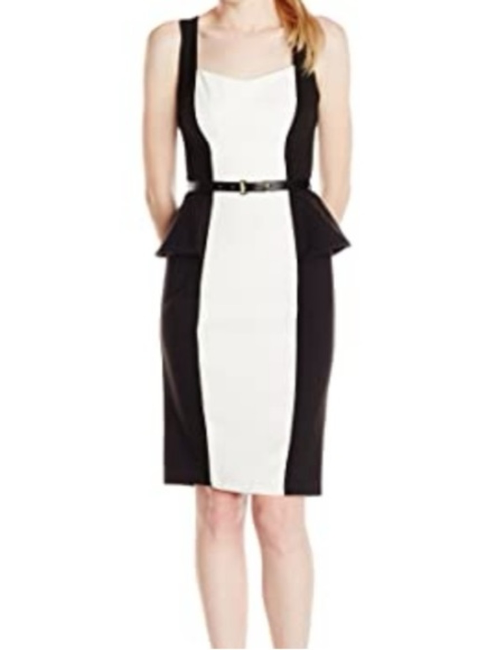 XOXO Black and White Peplum Sheath Dress